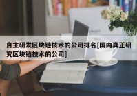 自主研发区块链技术的公司排名[国内真正研究区块链技术的公司]