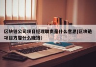 区块链公司项目经理职责是什么意思[区块链项目方靠什么赚钱]